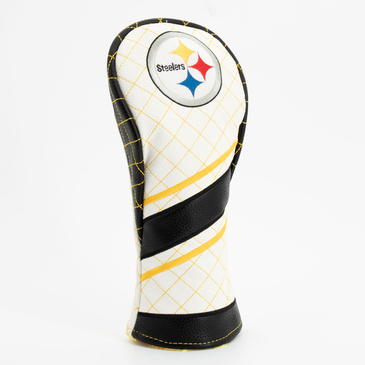 Pittsburgh Steelers Striped Fairway quilted headcover, angled view
