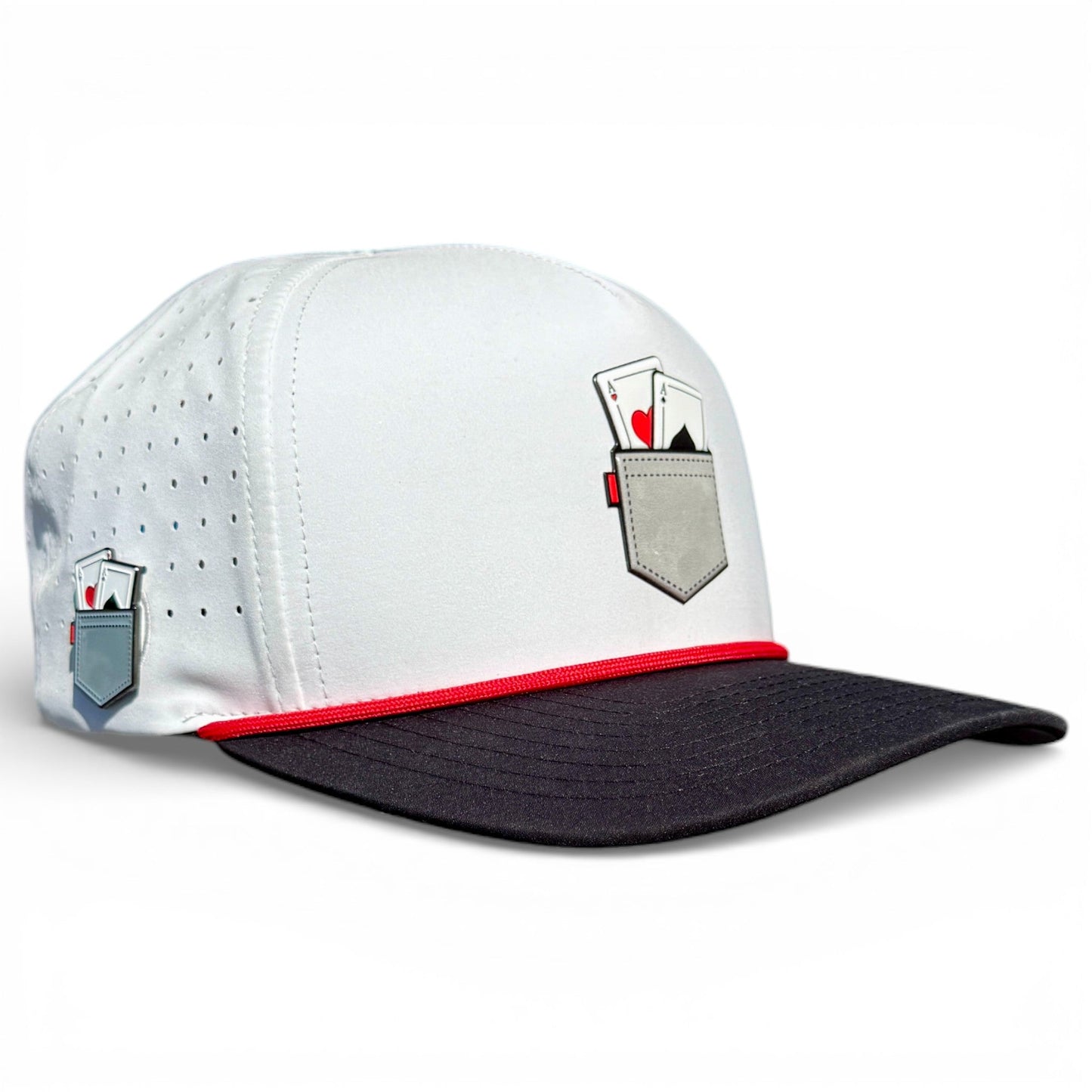Pocket Aces Golf Hat | Snapback Cap | Built-in Magnetic Ball Marker Holder + Marker Included | Adjustable Gray & Black - Club Rehab