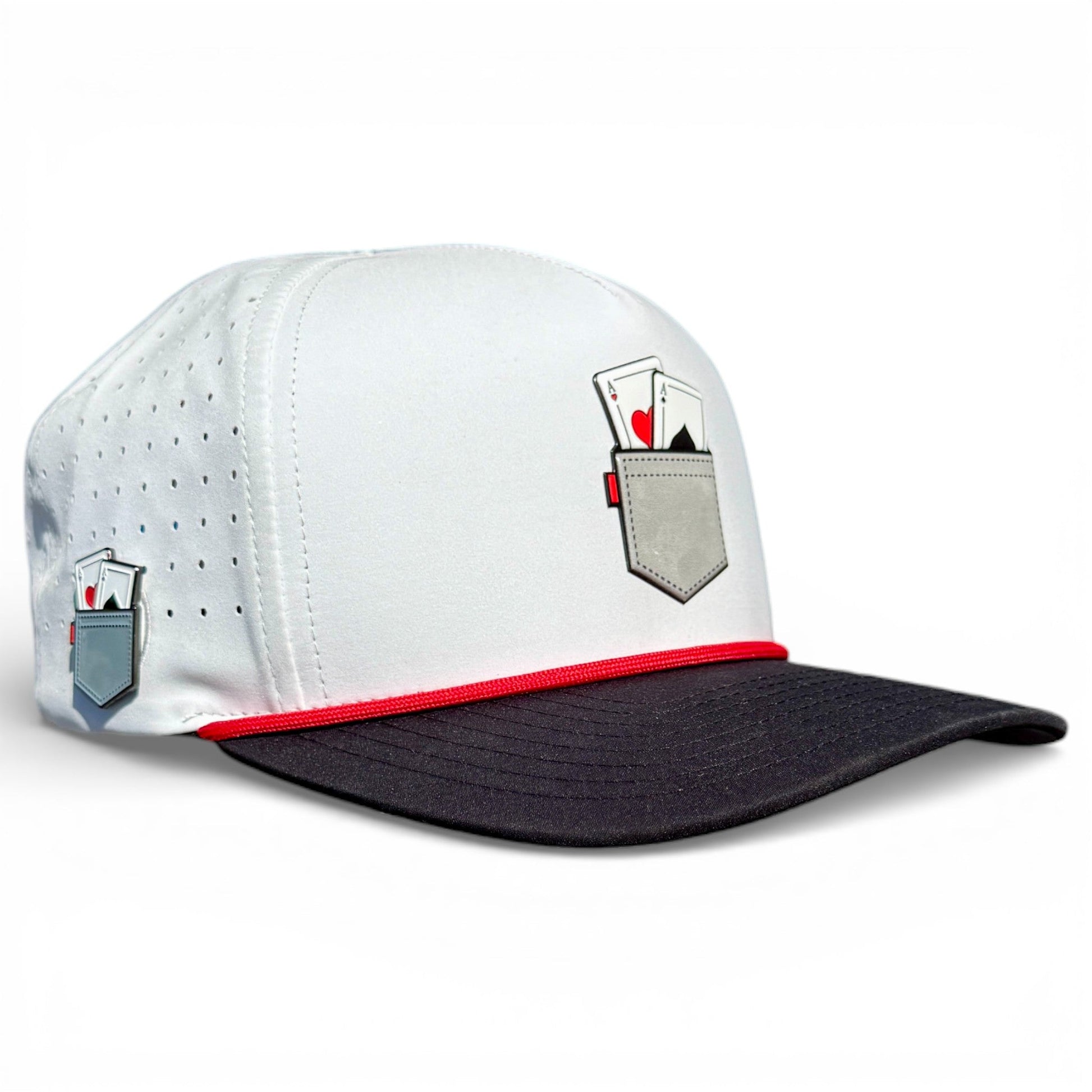 Pocket Aces Golf Hat | Snapback Cap | Built-in Magnetic Ball Marker Holder + Marker Included | Adjustable Gray & Black - Club Rehab