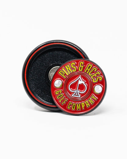 Pop Out Medallion Ball Marker - Red - Club Rehab