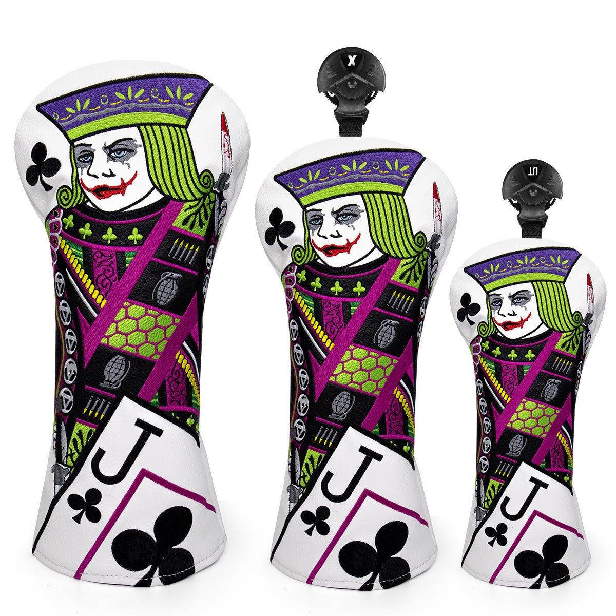 Premium Crazy Jack Golf Headcovers - SAVE on Bundle Set! - Driver(1) Fairway (1) Hybrid (1) - Club Rehab