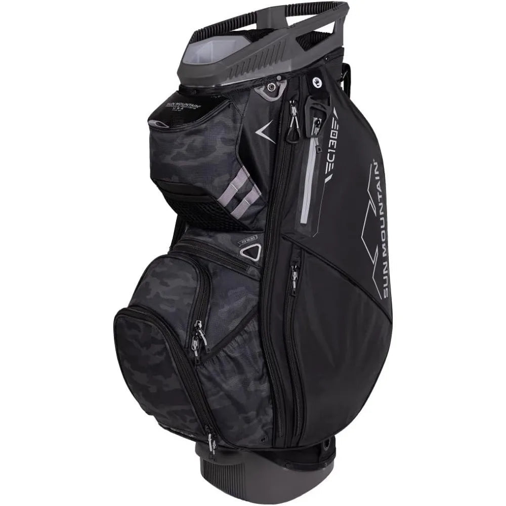 Premium Golf Bag - 14 - Way Divider, 13 Pockets - Black - Midnight Black - Club Rehab