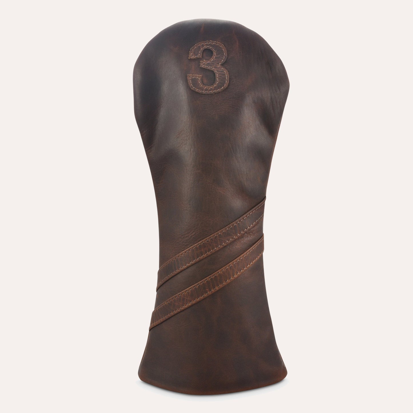 Premium Leather Golf Headcover - 3 Wood Dark Brown - Club Rehab