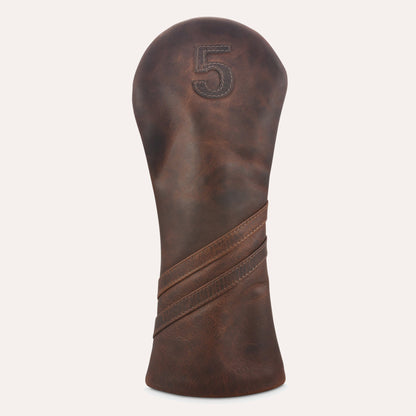 Premium Leather Golf Headcover - 5 Wood Dark Brown - Club Rehab