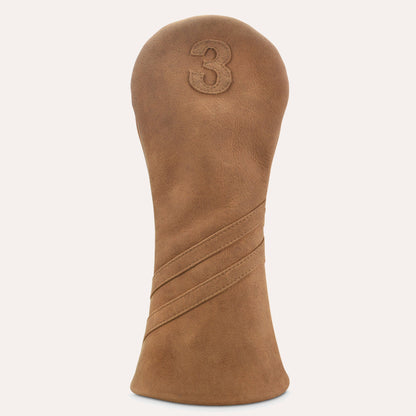 Premium Leather Golf Headcover - 3 Wood Brown - Club Rehab
