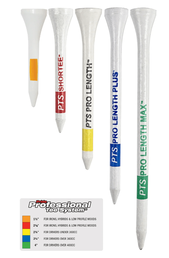Pride Professional Tee System (PTS) Original Golf Tees - 1 1/2" Mini Tee (Orange) – For irons hybrids and low - profile woods 25 Count - Club Rehab