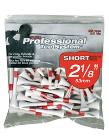 Pride Professional Tee System (PTS) Original Golf Tees - 2 1/8" Shortee (Red) – Ideal for low - profile woods and hybrids 25 Count - Club Rehab