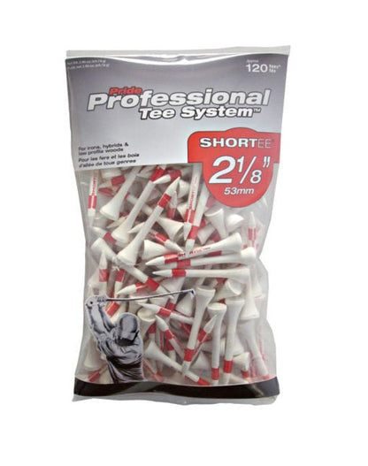 Pride Professional Tee System (PTS) Original Golf Tees - 2 1/8" Shortee (Red) – Ideal for low - profile woods and hybrids 120 Count - Club Rehab