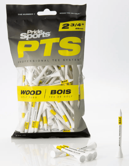Pride Professional Tee System (PTS) Original Golf Tees - 2 3/4" Pro Length (Yellow) – Perfect for drivers under 360cc 100 Count - Club Rehab