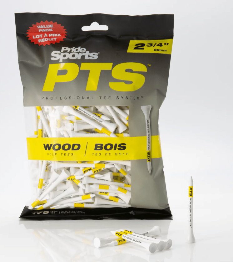 Pride Professional Tee System (PTS) Original Golf Tees - 2 3/4" Pro Length (Yellow) – Perfect for drivers under 360cc 175 Count - Club Rehab