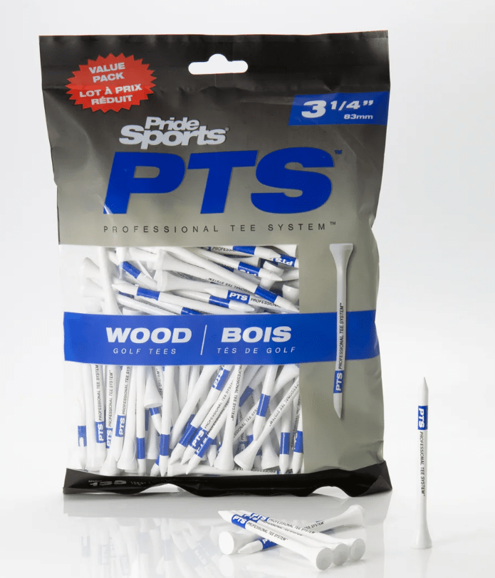 Pride Professional Tee System (PTS) Original Golf Tees - 3 1/4" Pro Length Plus (Blue) – Suited for drivers over 360cc 135 Count - Club Rehab