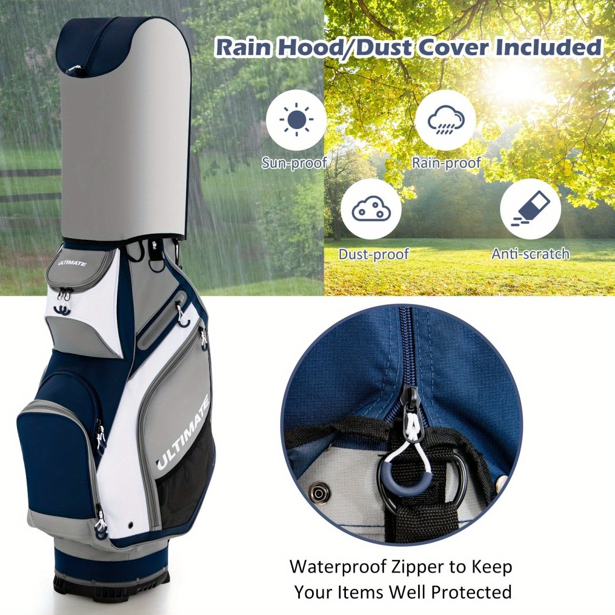 Pro Caddy 14 - Way Golf Cart Bag with Rain Hood - Club Rehab - Golf BagPro Caddy 14 - Way Golf Cart Bag with Rain Hood