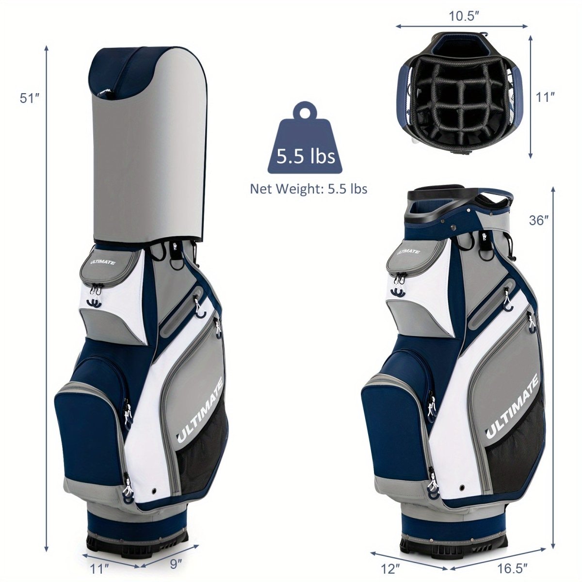 Pro Caddy 14 - Way Golf Cart Bag with Rain Hood - Club Rehab - Golf BagPro Caddy 14 - Way Golf Cart Bag with Rain Hood