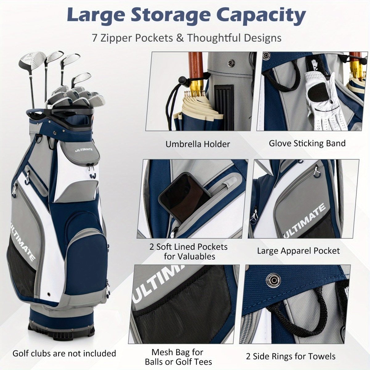 Pro Caddy 14 - Way Golf Cart Bag with Rain Hood - Club Rehab - Golf BagPro Caddy 14 - Way Golf Cart Bag with Rain Hood