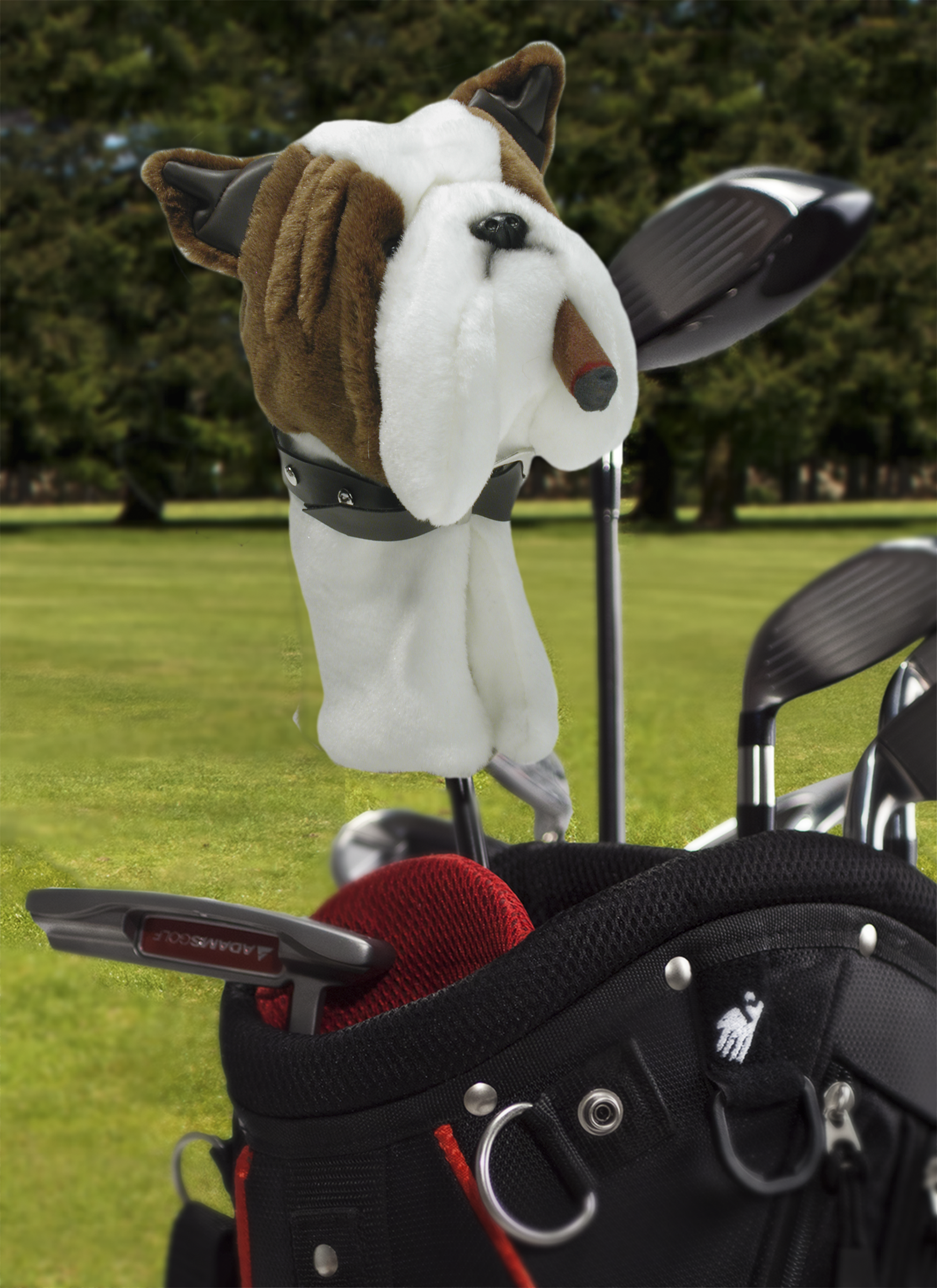ProActive Sports Bulldog Zoo headcover displayed on a driver in a golf bag