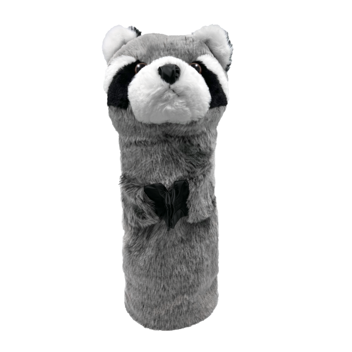 ProActive Sports Zoo Raccoon driver headcover, front view with gray plush fur and black eye mask
