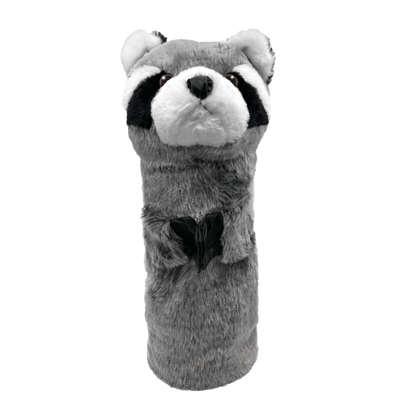 ProActive Sports Zoo Raccoon driver headcover, front view with gray plush fur and black eye mask