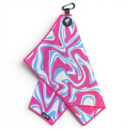 Psychedelic Splash Golf Towel | 24” x 16” Microfiber Towel | Magnetic Clip & Carabiner | Premium Golf Accessory - Club Rehab