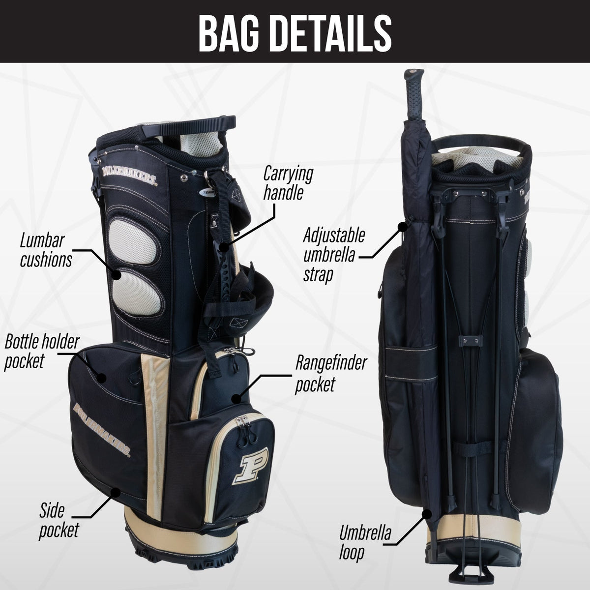 Purdue Boilermakers Fairway Stand Bag - Image 2 - Club Rehab