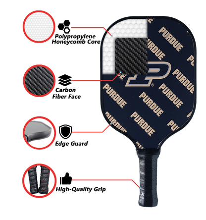 Purdue Boilermakers Pickleball Paddle | Carbon Fiber Face | 12mm Core - Club Rehab