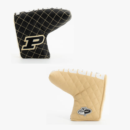 Purdue Boilermakers Split Quilted Blade Putter Cover, offset front and back views