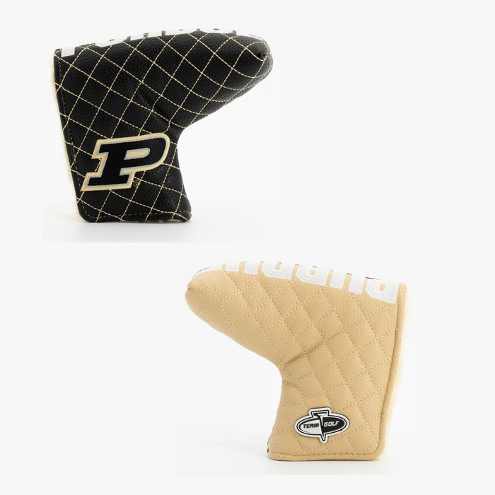 Purdue Boilermakers Split Quilted Blade Putter Cover, offset front and back views
