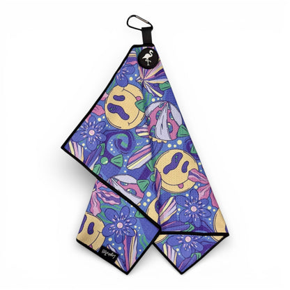 Purple Haze Golf Towel | Premium Double - Sided Microfiber | Heavy - Duty Magnetic Towel with Carabiner Clip | 24 x 16 in - Club Rehab