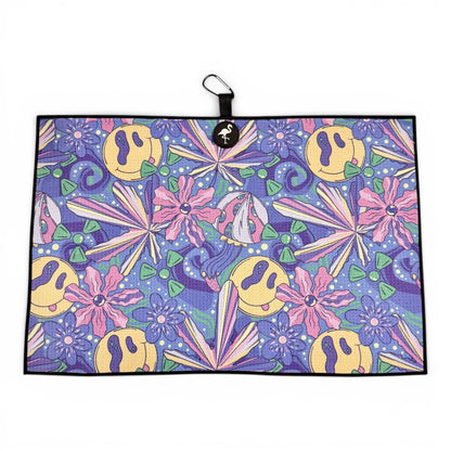 Purple Haze Golf Towel | Premium Double - Sided Microfiber | Heavy - Duty Magnetic Towel with Carabiner Clip | 24 x 16 in - Club Rehab