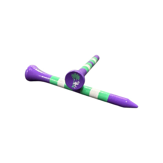 Purple Mint Stripe Premium Wooden Golf Tees | 2 3/4” Standard Size | 45 Pack Set | Durable Painted Wood Tees | Unique Designs - Club Rehab