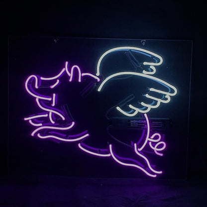 Purple Pig with Wings Neon Signs - Club Rehab