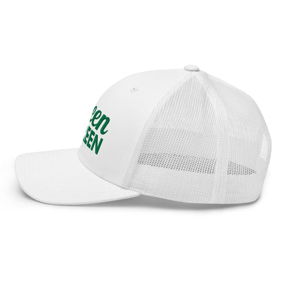 Queen of the Green Trucker Hat, Embroidered Golf Hat for Women - White - Club Rehab