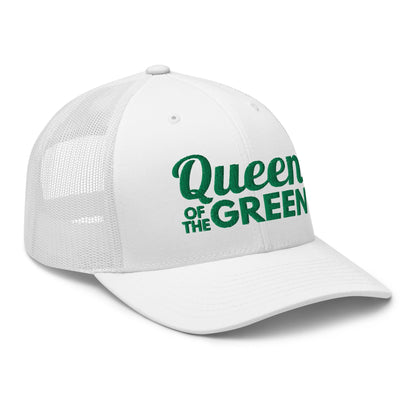 Queen of the Green Trucker Hat, Embroidered Golf Hat for Women - White - Club Rehab