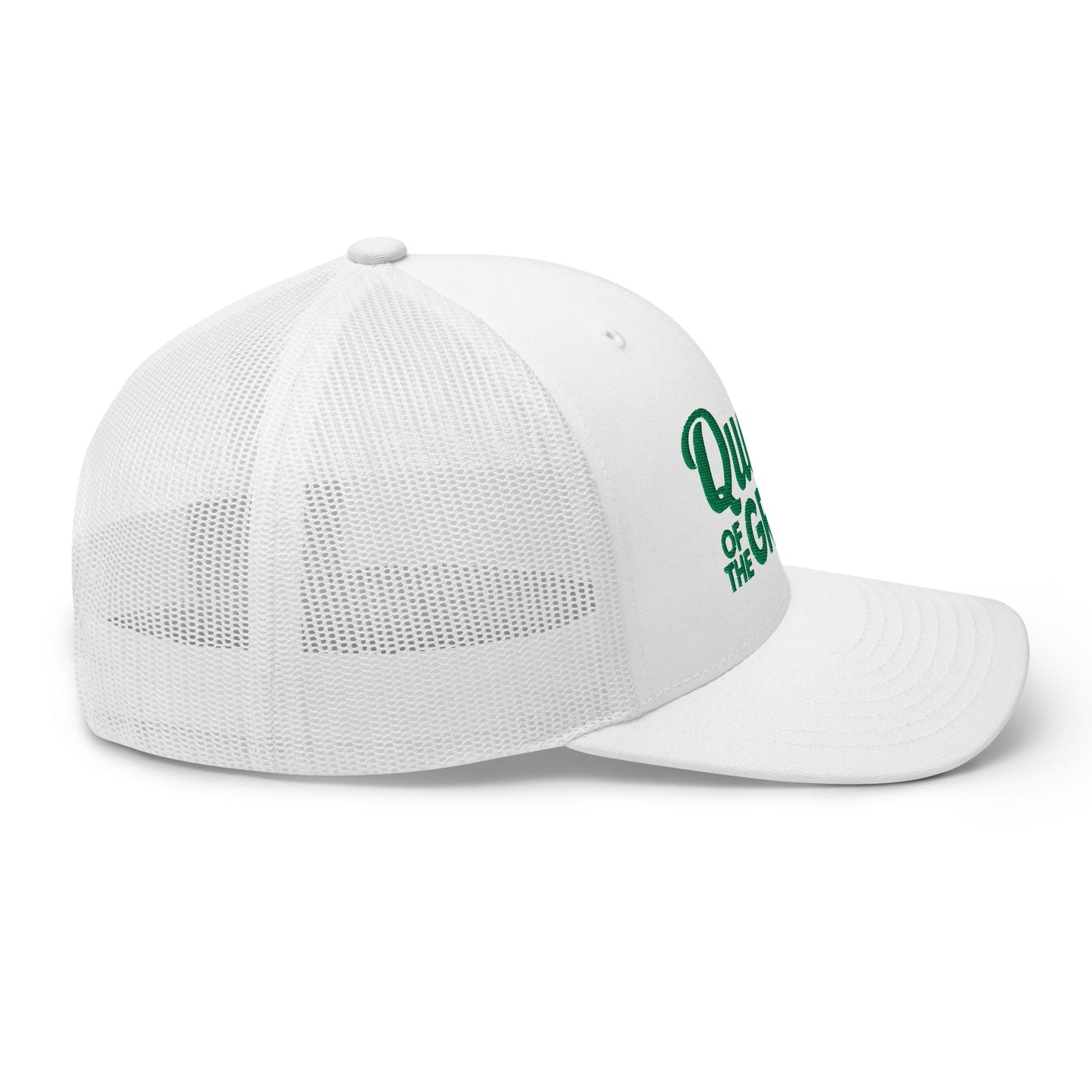 Queen of the Green Trucker Hat, Embroidered Golf Hat for Women - White - Club Rehab