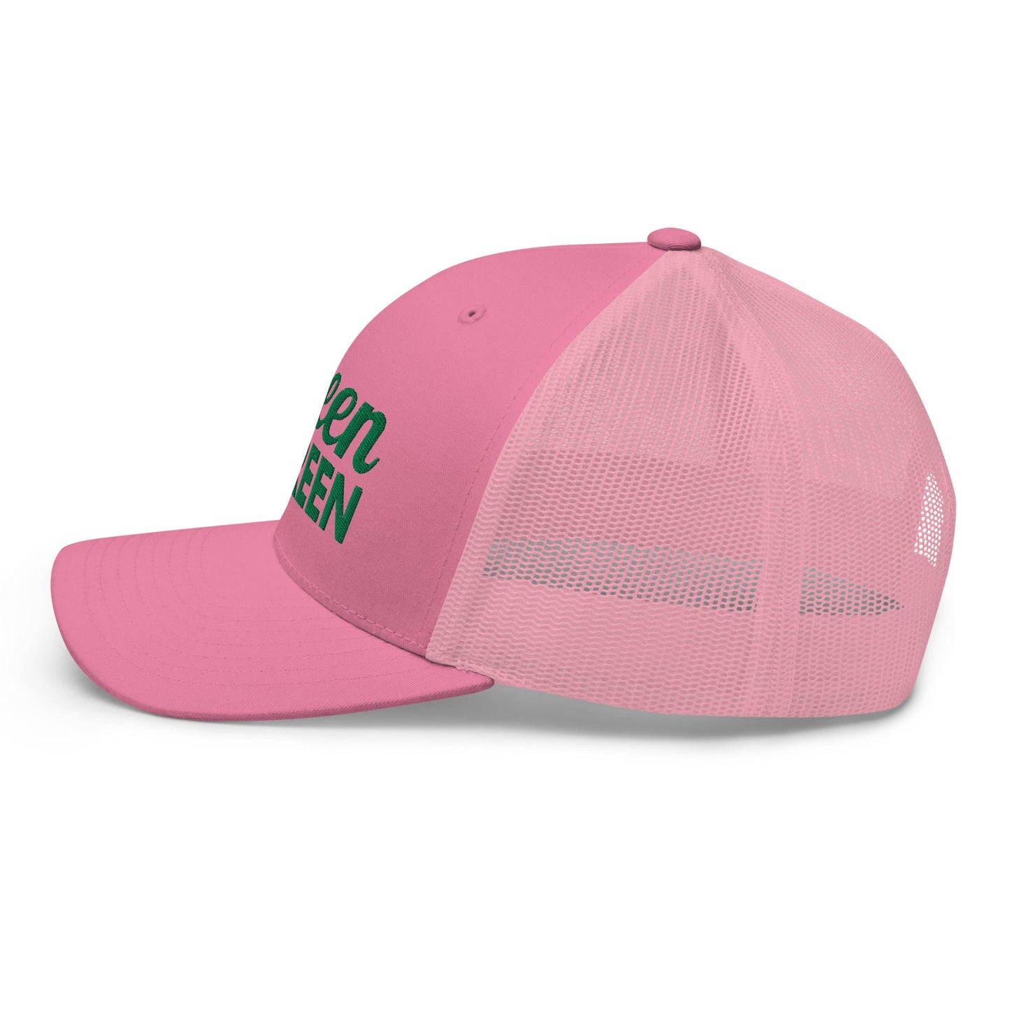 Queen of the Green Trucker Hat, Embroidered Golf Hat for Women - Pink - Club Rehab