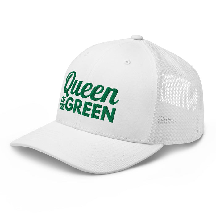 Queen of the Green Trucker Hat, Embroidered Golf Hat for Women - Pink - Club Rehab