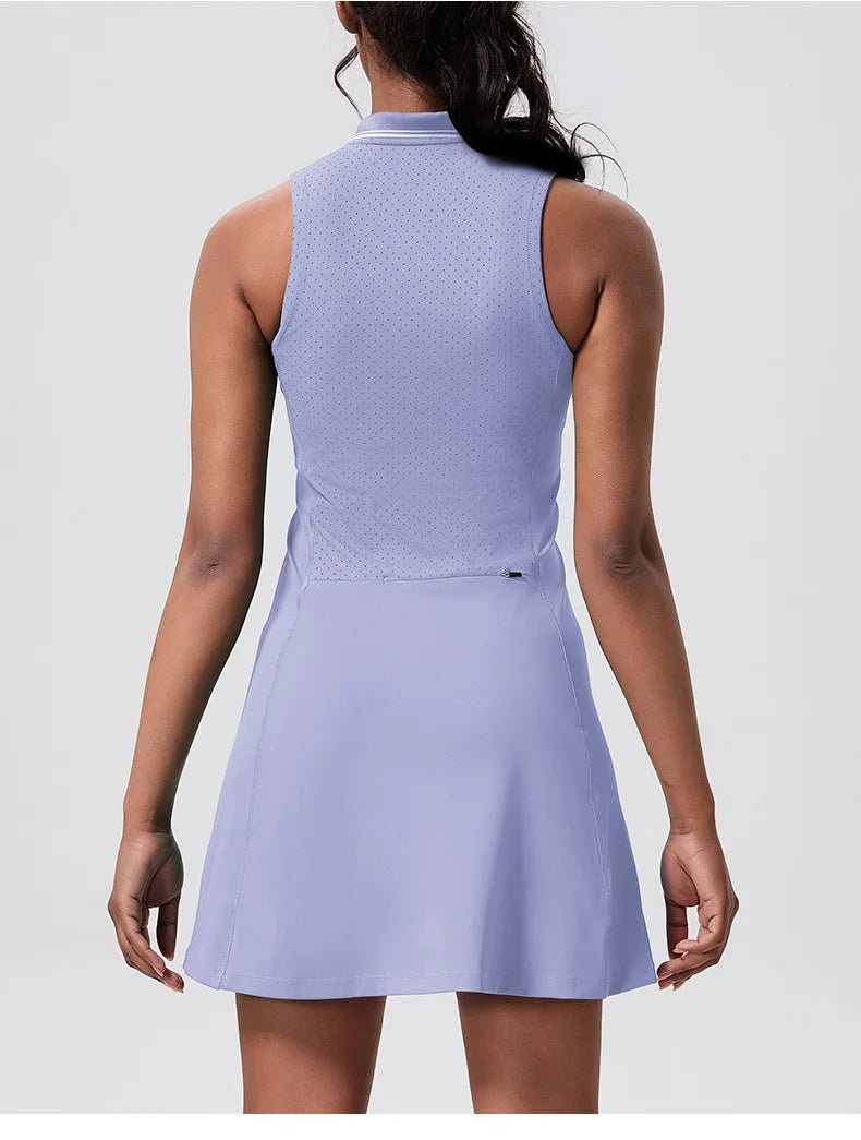 Recycled V Neck Golf & Tennis Dress - Lavender L - Club Rehab