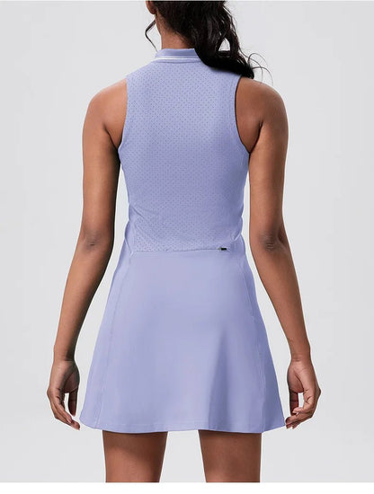 Recycled V Neck Golf & Tennis Dress - Lavender L - Club Rehab
