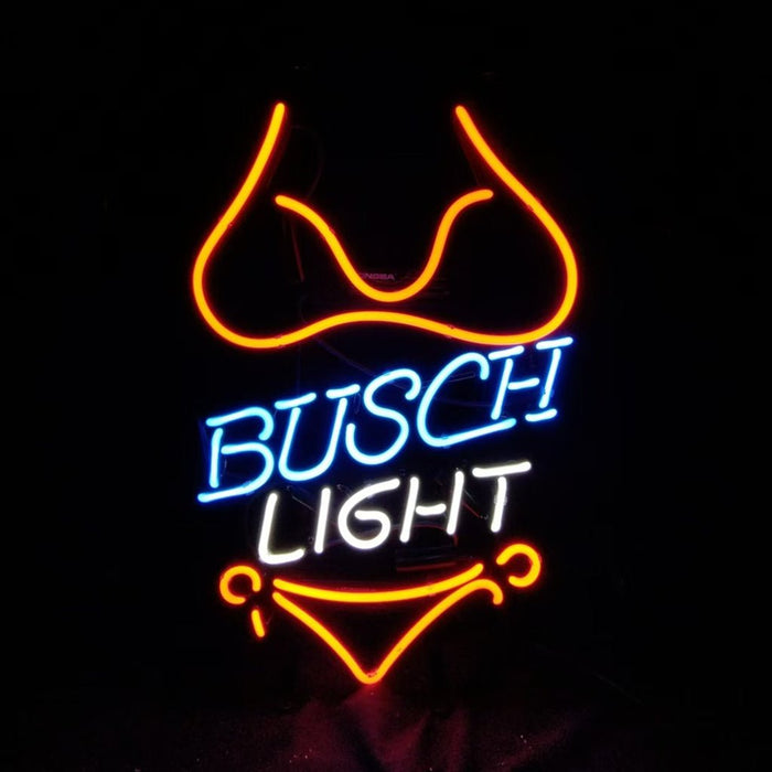 Red Bikini Set Busch Light Neon Signs Light - Club Rehab