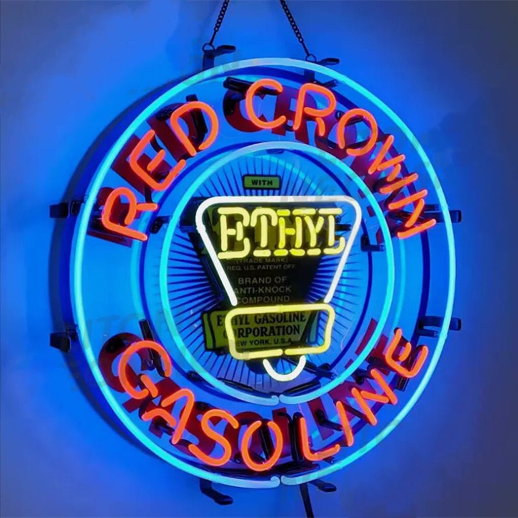 Red Crown Ethyl Gasoline Neon Signs - 18"x18" - Club Rehab