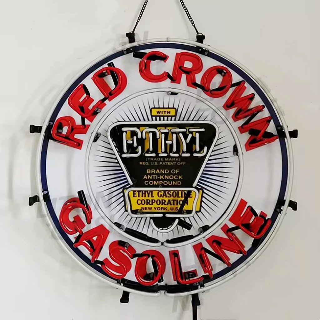 Red Crown Ethyl Gasoline Neon Signs - 18"x18" - Club Rehab