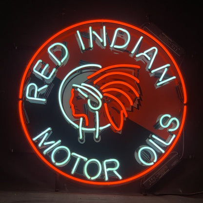 Red Indian Motor Oils Neon Sign Light - Club Rehab
