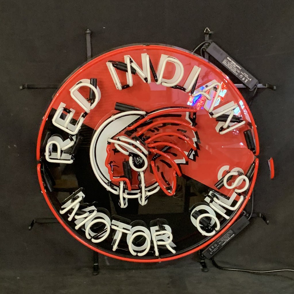 Red Indian Motor Oils Neon Sign Light - Club Rehab