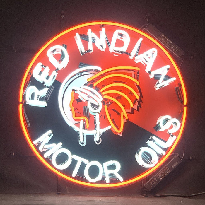 Red Indian Motor Oils Neon Sign Light - Club Rehab