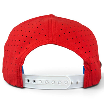 Red, White & View Golf Hat | Snapback Cap | Built-in Magnetic Ball Marker Holder + Marker Included | Adjustable USA Shades - Club Rehab
