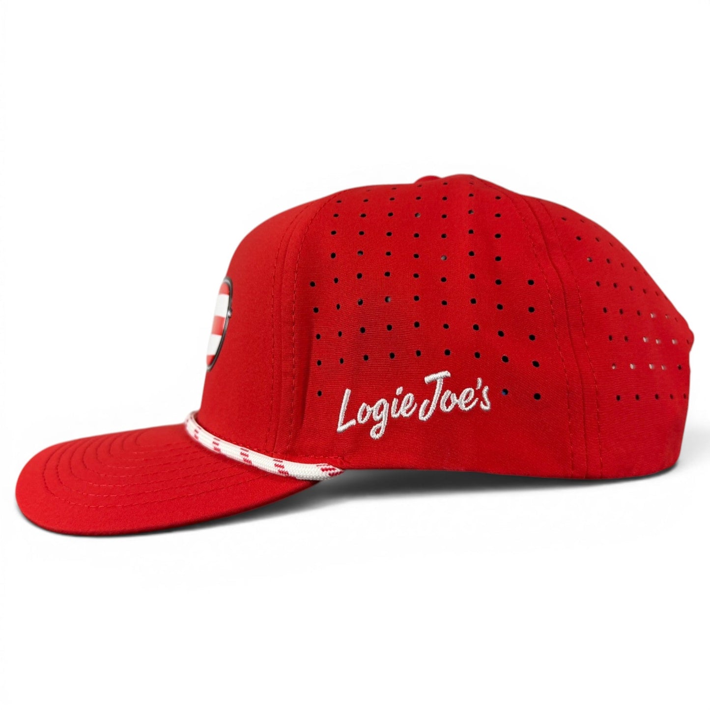 Red, White & View Golf Hat | Snapback Cap | Built-in Magnetic Ball Marker Holder + Marker Included | Adjustable USA Shades - Club Rehab