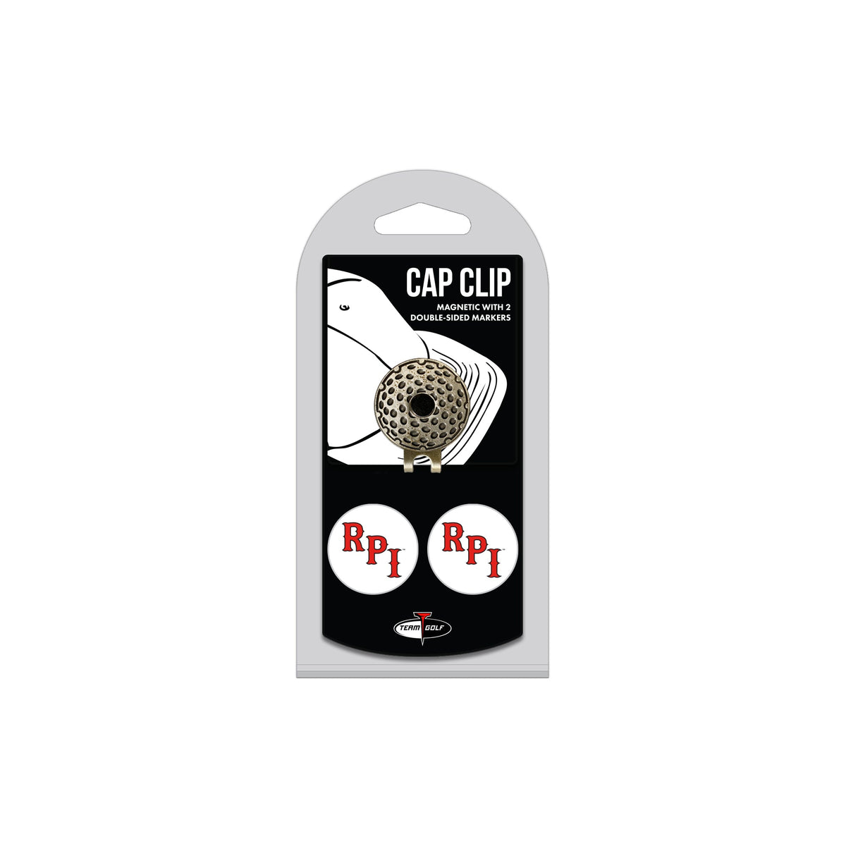 Rensselaer Polytechnic Institute hat clip with two golf ball markers