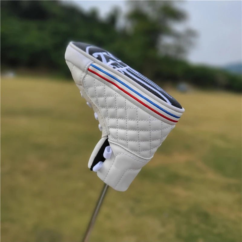 Retro Kicks Golf Blade Putter Cover: Vintage Vibes for Your Club - Club Rehab - HeadcoverPure White: Clean and crisp echoing the classic tennis shoes of yesteryears.Retro Kicks Golf Blade Putter Cover: Vintage Vibes for Your Club