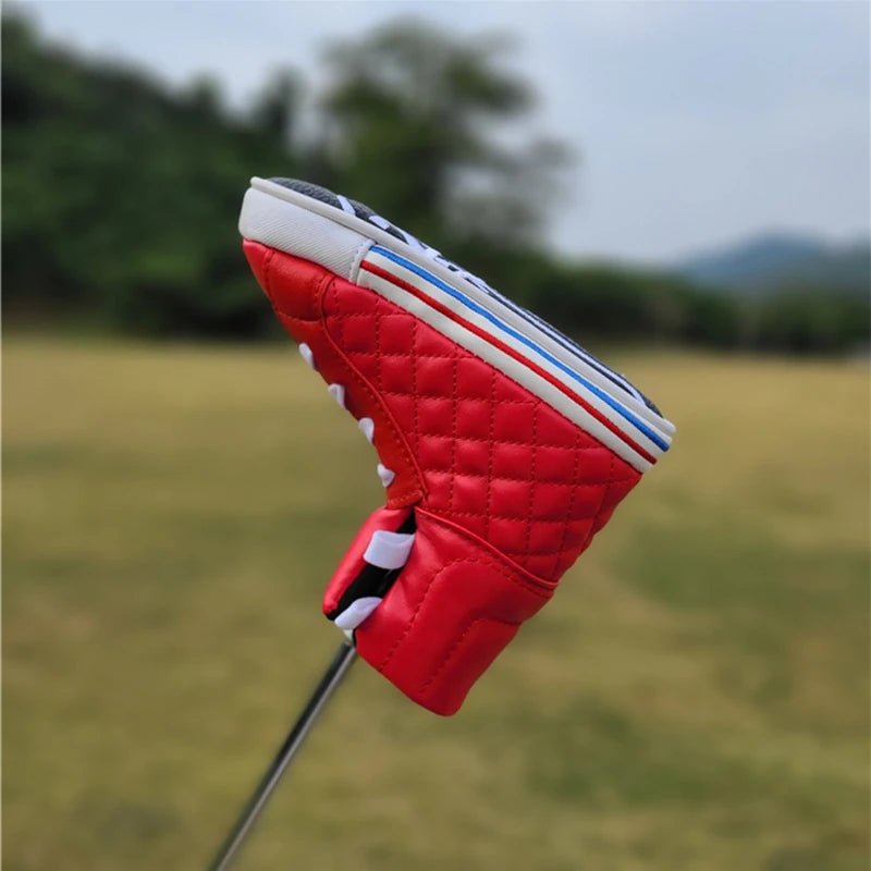 Retro Kicks Golf Blade Putter Cover: Vintage Vibes for Your Club - Club Rehab - HeadcoverVivid Red: Reminiscent of the flashy trainers that turned heads in the disco era.Retro Kicks Golf Blade Putter Cover: Vintage Vibes for Your Club