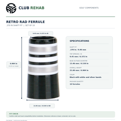 Retro Rad Ferrules 0.370 – Set of 10, alternate product view 2