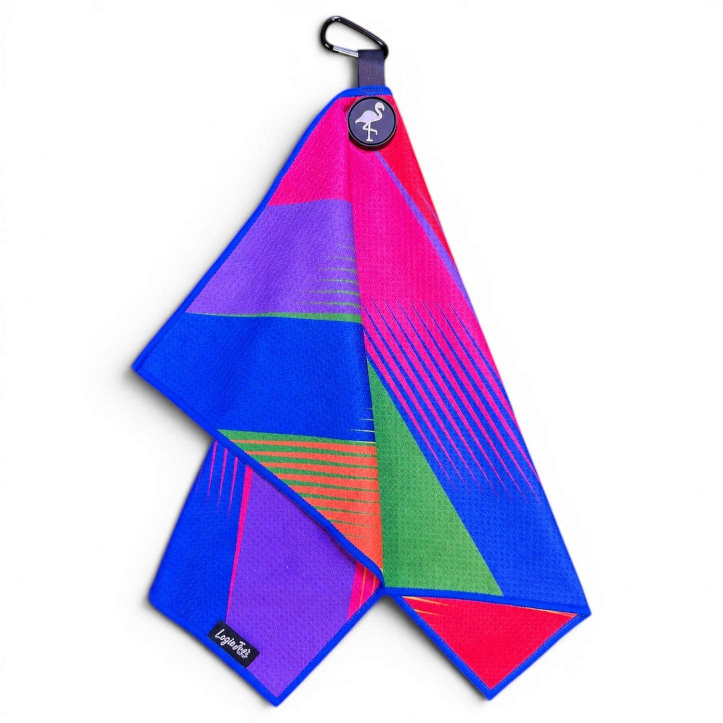 Retro Rainbow Rush Golf Towel | 24” x 16” Microfiber Towel | Magnetic Clip & Carabiner | Premium Golf Accessory - Club Rehab